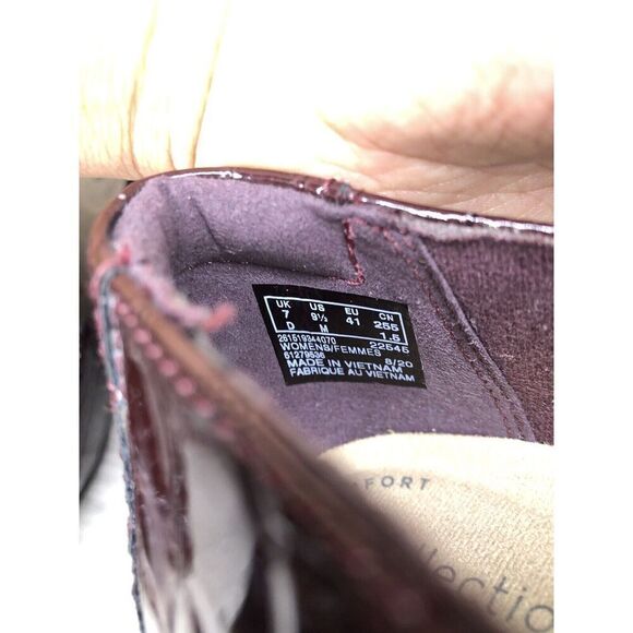 Clarks Collection Burgundy Patent Slip On Croc-Embossed Loafers Women Sz 9.5M US - Picture 8 of 16